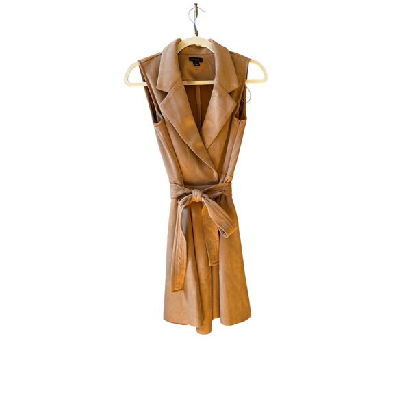 NEW Halogen belted tan faux suede tuxedo mini dress size XS - Picture 7 of 11